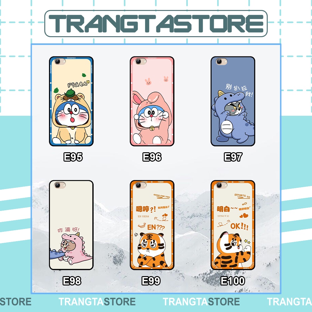 Ốp Vivo Y53 / Y55 / Y71 in hình cặp đôi doremon, hổ, khủng long dễ thương
