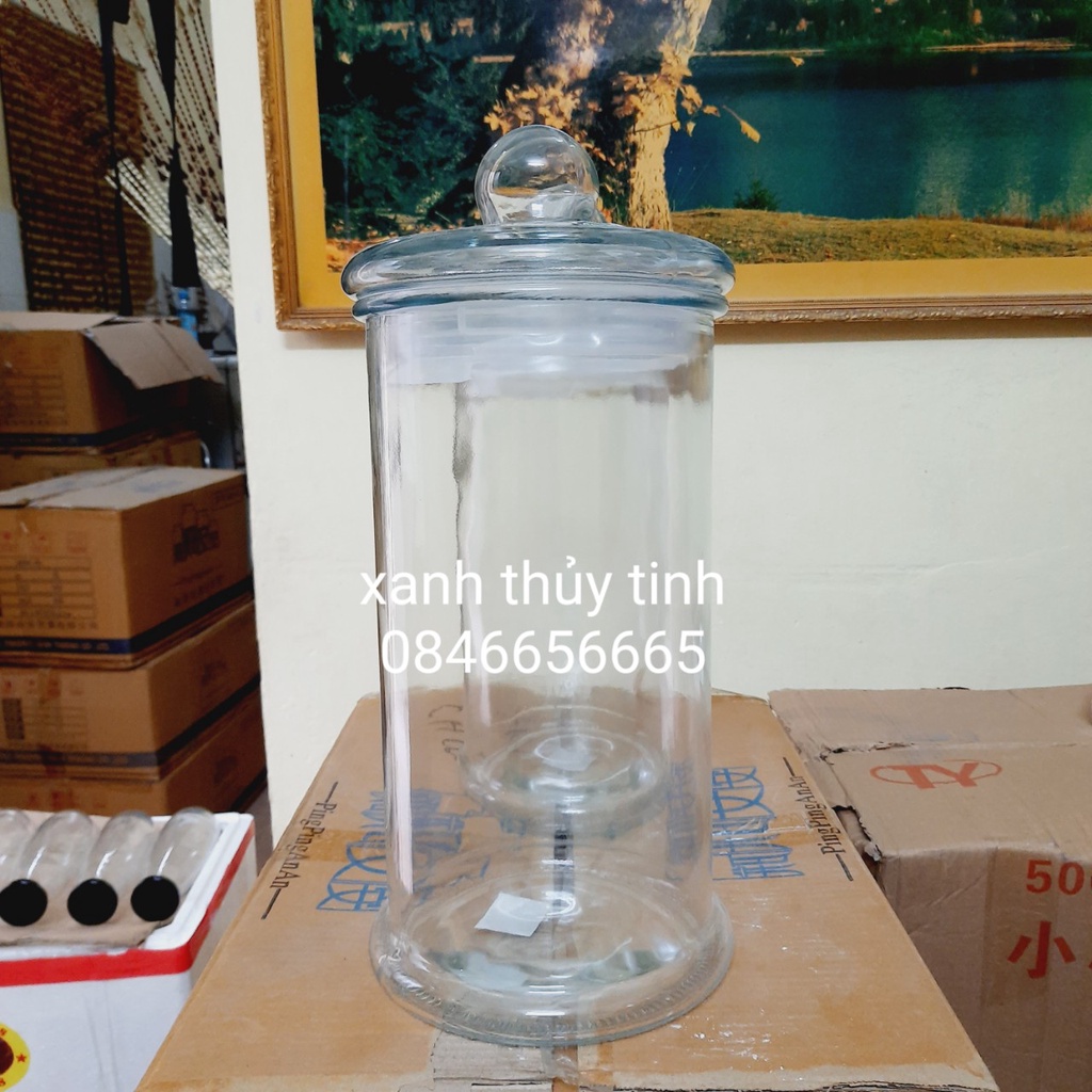 Bình thủy tinh trụ trơn ngâm củ sâm, ngâm quả, ngâm nấm linh chi - 10 Lít