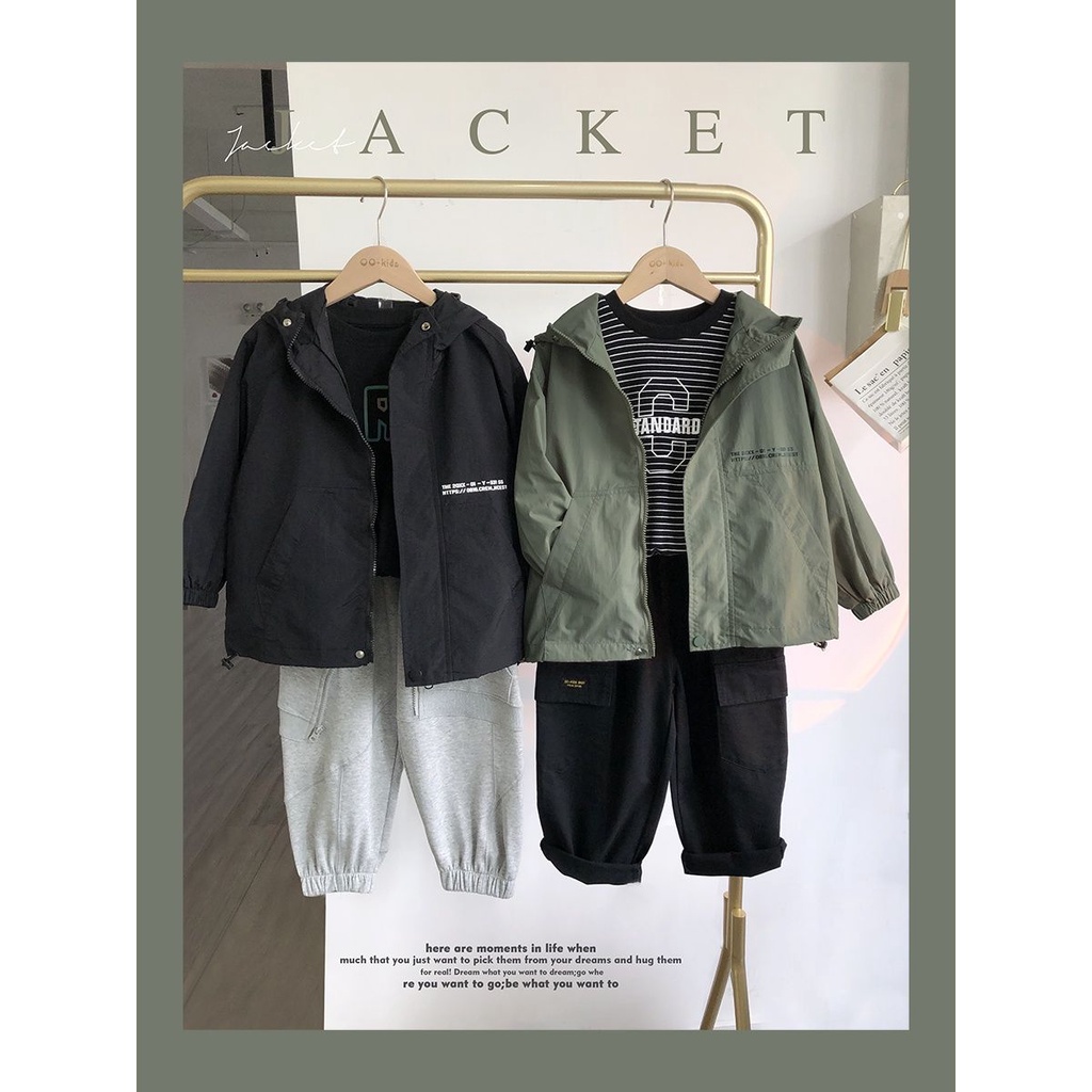 Áo Khoác Gió Có Mũ Trùm Thời Trang Thu Đông Hàn Quốc 2022 Cho Bé Trai