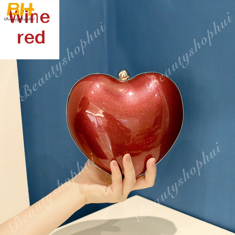 Túi Đeo Vai Cầm Tay Bằng Acrylic Phối Dây Xích Trang Trí Hình Trái Tim Thời Trang 2022 Dành Cho Nữ