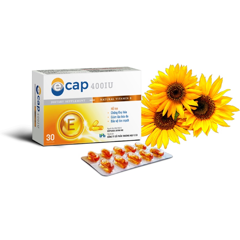 Vitamin E Ecap 400 IUCông nghệ viên nang cứng từ Nhật Bảnvitamin E tự nhiên,siêu hấp thu,đẹp da,giảm nám,chống lão h