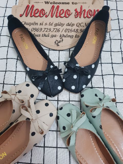 Giày búp bê chấm bi da nguyên miếng siêu mềm | BigBuy360 - bigbuy360.vn
