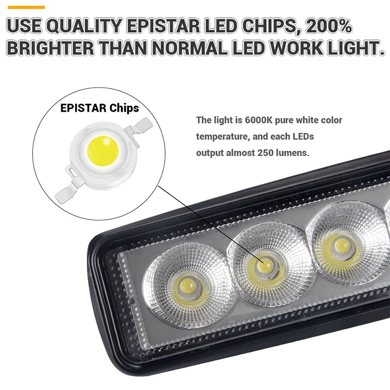 Thanh Đèn Led 6 Bóng 18w Cho Xe Jeep Off Road Suv Atv