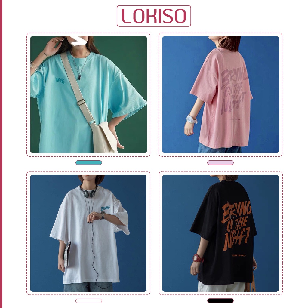 Áo thun unisex Bring tay lỡ cổ tròn nam nữ form rộng LOKISO AT06