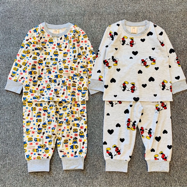 Xả lỗ Bộ cotton dài tay mickey minion HM xuất dư