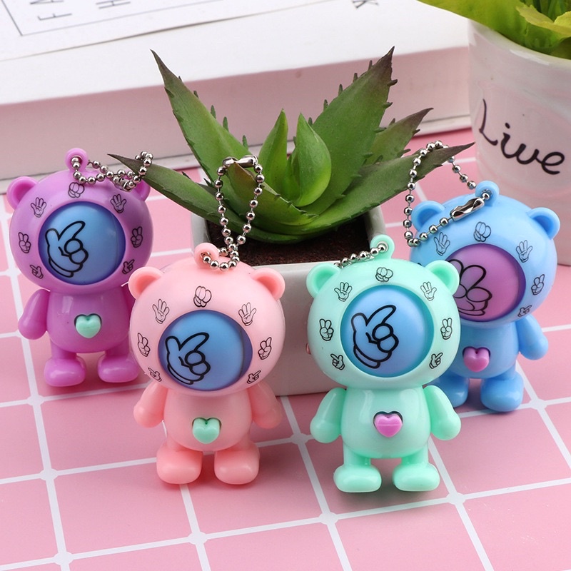 Móc khóa phi hành gia oẳn tù tì kéo búa bao có nút xoay ngẫu nhiên dễ thương Viễn Dương Computer