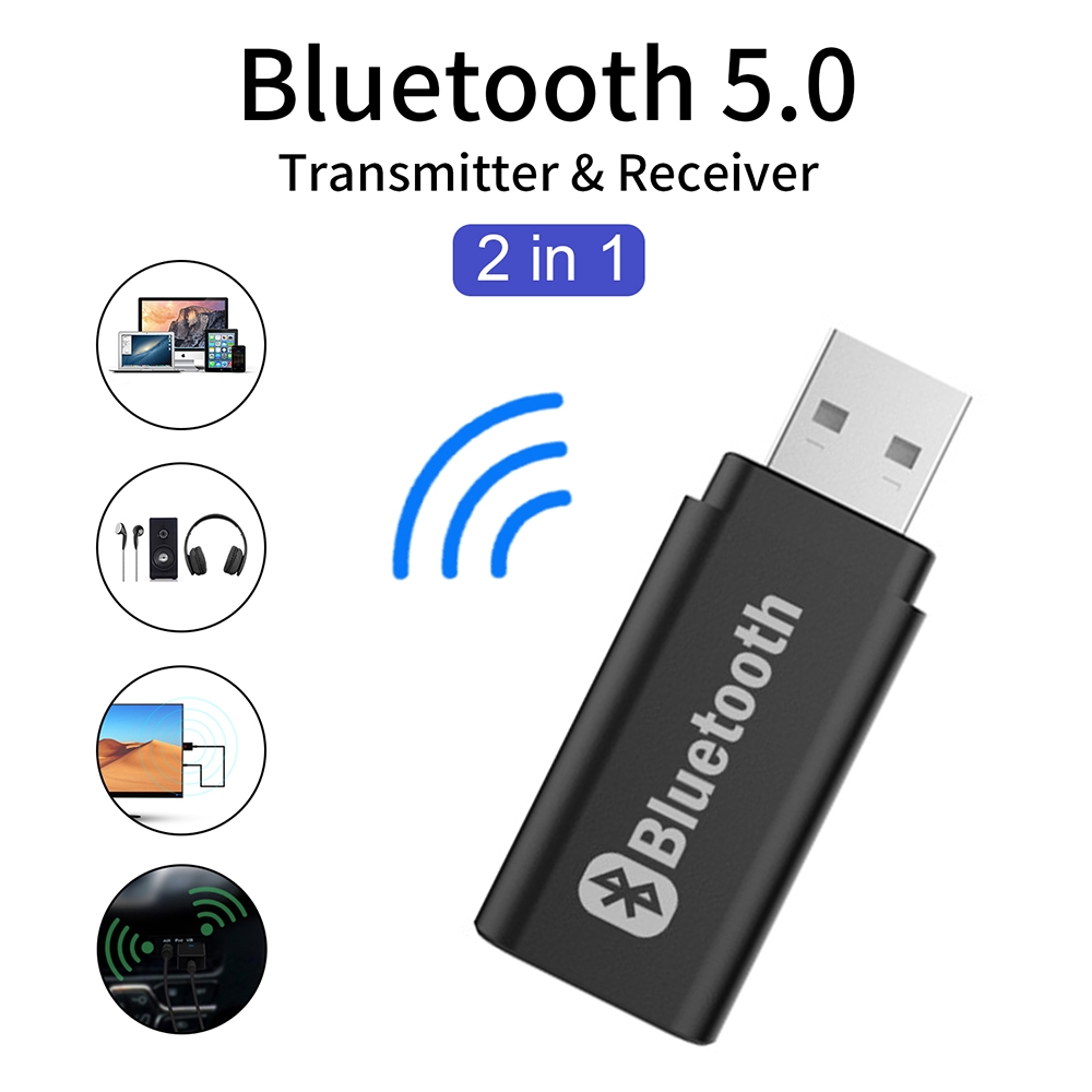 Thiết bị thu phát âm thanh thu nhỏ Bluetooth 5.0 đầu USB 2 trong 1 cho PC TV Loa ô tô chất lượng cao