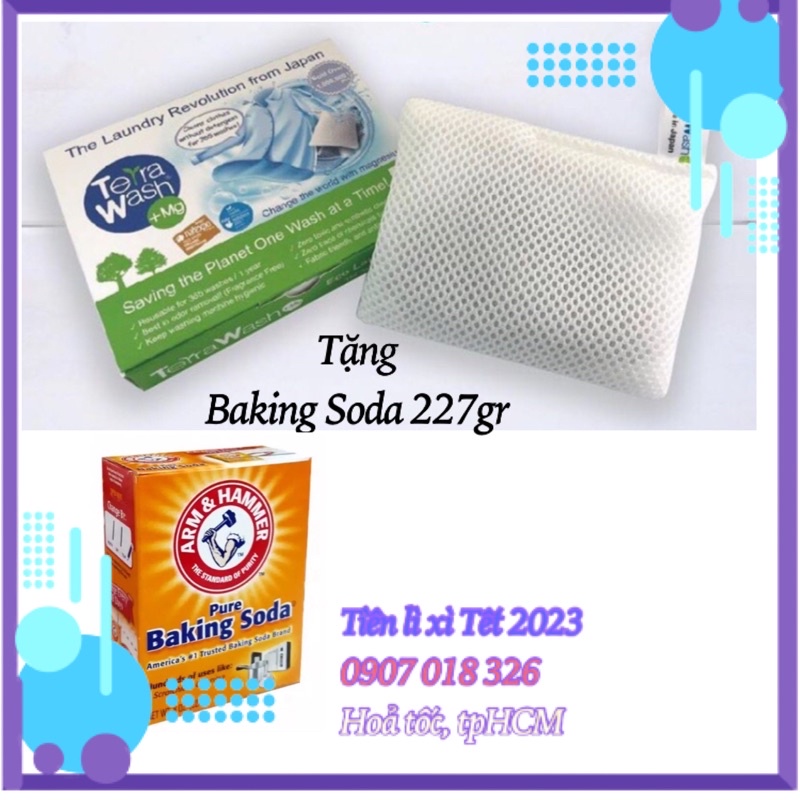 Túi giặt thông minh TERRAWASH magie 125gr Nhật Bản &lt;freeship&gt;, không cần bột giặt- Tặng Baking Soda (quatangsuutam)