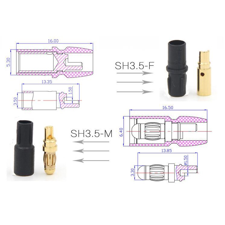 Set 20 Đầu Nối Mạ Vàng 3.5mm SH3.5