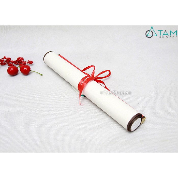 Liễn thư pháp viết tay trắng đỏ Chúc làm ăn thuận lợi D80cm T-LTP-06