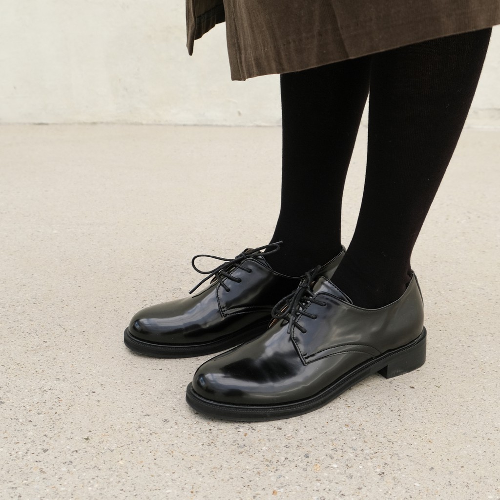 Polish derby shoes - giày derby nữ da bóng