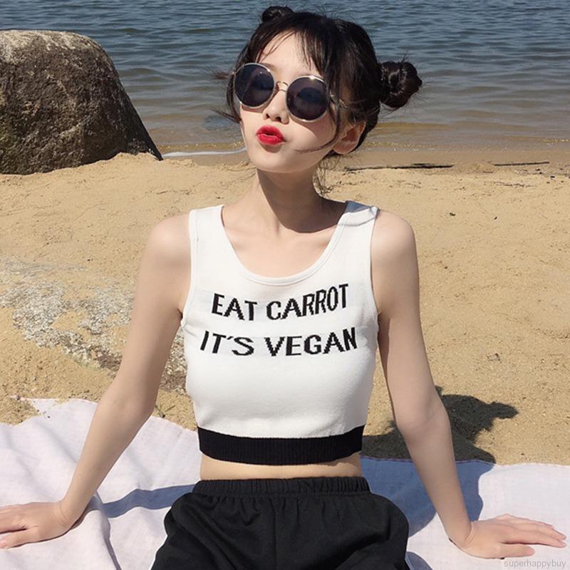 Áo Tank Top Dệt Kim Không Tay In Chữ Cá Tính Cho Nữ | BigBuy360 - bigbuy360.vn