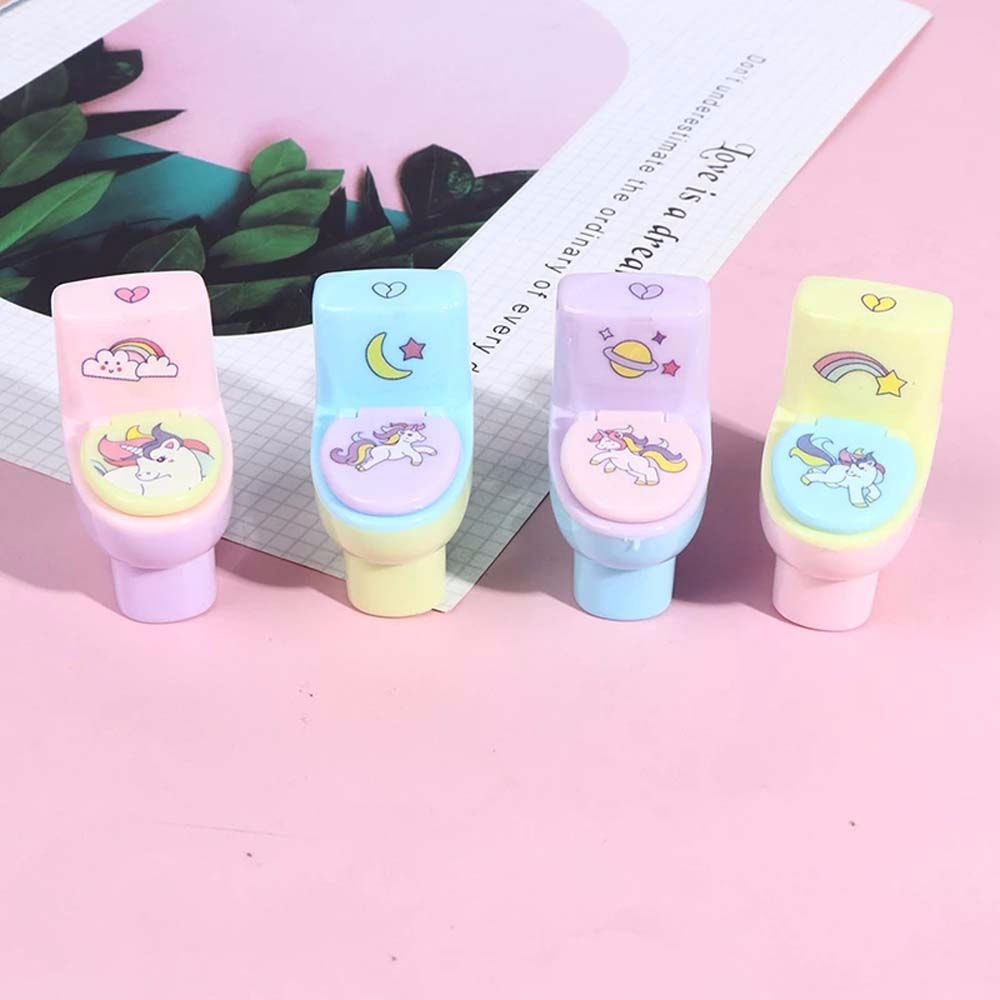 1 Đồ gọt bút chì hình bồn cầu có khay đựng gôm sáng tạo