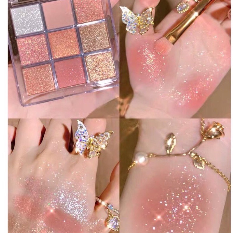 Bảng Mắt 9 Ô Tông Màu Nâu Cam Vàng Nhũ Siêu HOTTREND