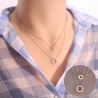 Dây chuyền titan 2 tầng tròn xinh DTT195