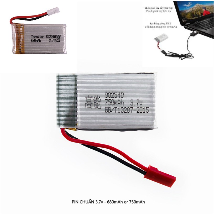 PIN CHUẨN 3.7v - 680mAh DÙNG CHO CÁC LOẠI MÁY BAY ĐIỀU KHIỂN TỪ XA st154p