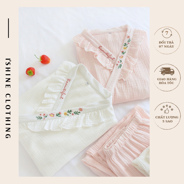 Bộ ngủ mua hè, vải mềm siêu thoáng TH09