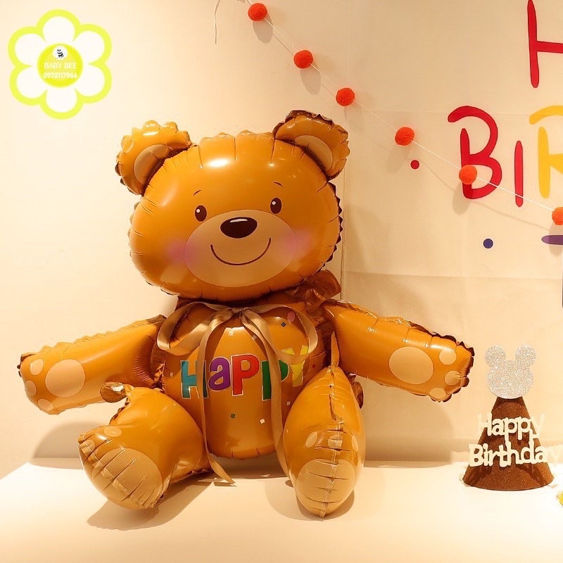 Bóng Gấu Nâu Teddy 3D trang trí sinh nhật