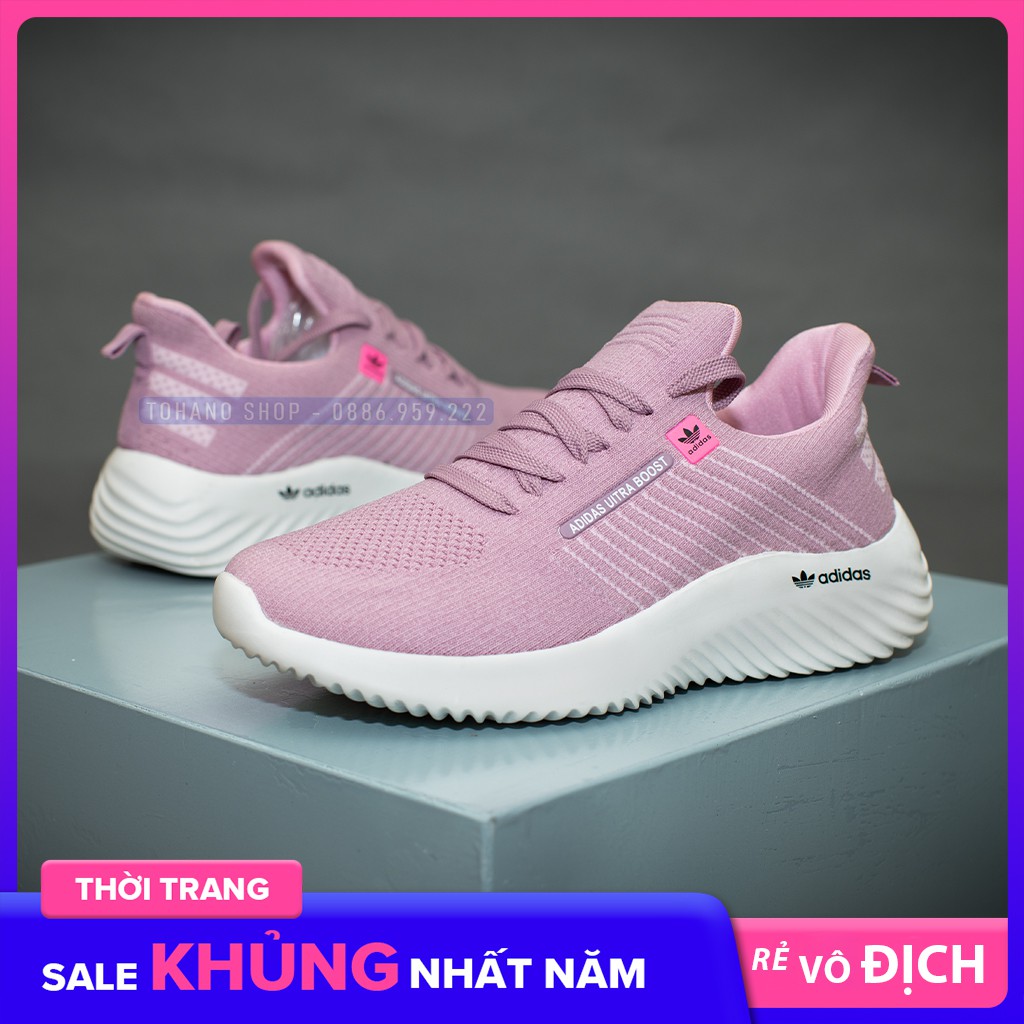 Giày Sneaker Nữ Giày Thể Thao Nữ D30 Màu Hồng Siêu Nhẹ