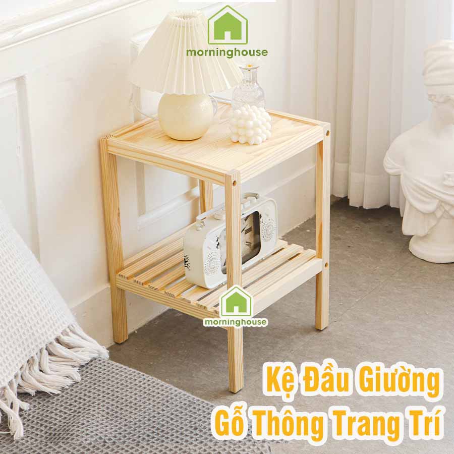 [Mã LIFEBKM1 giảm 10% tối đa 1 triệu đơn từ 500k] KỆ ĐẦU GIƯỜNG GỖ THÔNG TRANG TRÍ MẶT VÁN