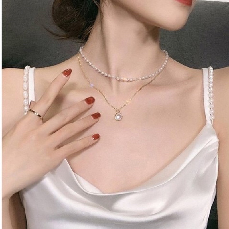 Vòng cổ dây chuyền nữ hình bướm 2 lớp kiểu dáng thanh lịch Qiqishop