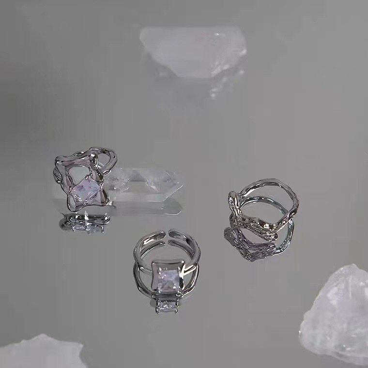 Bộ Nhẫn Đeo Ngón Tay Đính Đá zircon Thiết Kế Tinh Tế Thời Trang retro Cá Tính Dành Cho Bạn Nữ