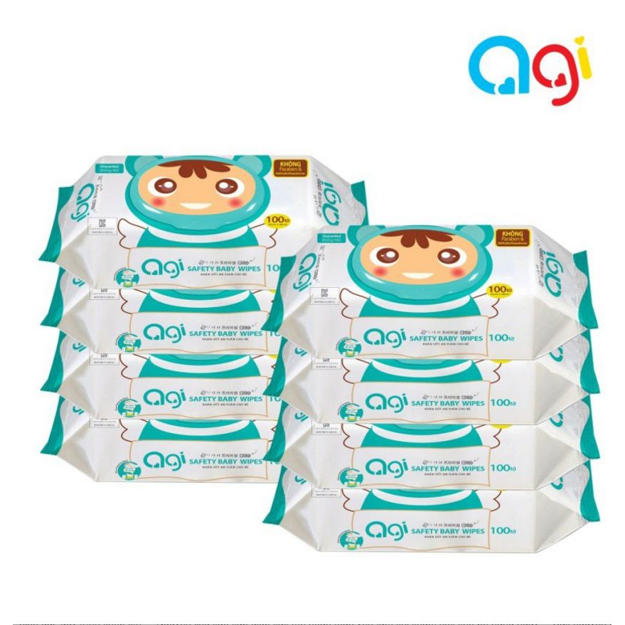 Combo 8 gói khăn ướt Agi 100 tờ không hương