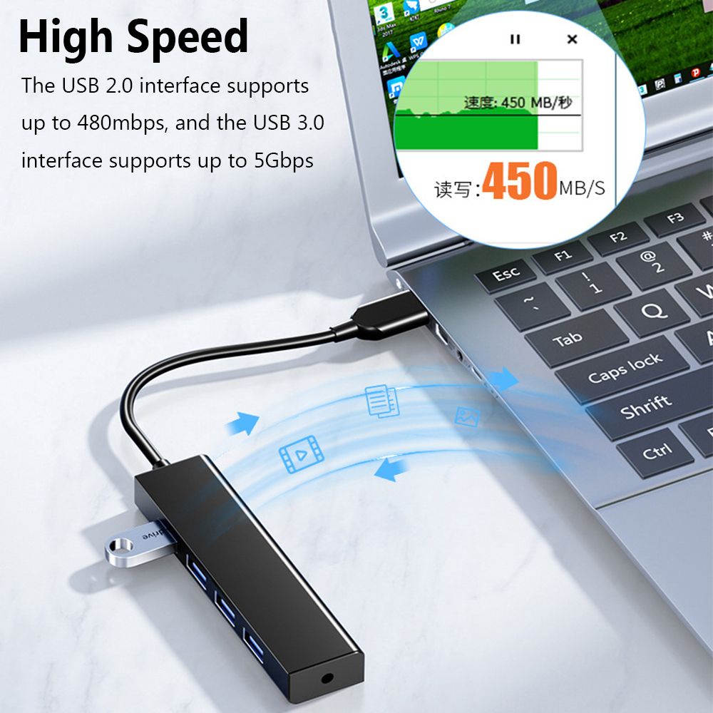 Bộ Chia 4 Cổng USB 3.0 Tốc Độ Cao Cho Laptop