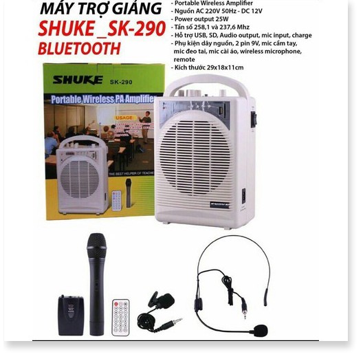 Máy Trợ Giảng SHUKE SK-290 Có Hỗ Trợ Bluetooth - Loa trợ giảng không dây