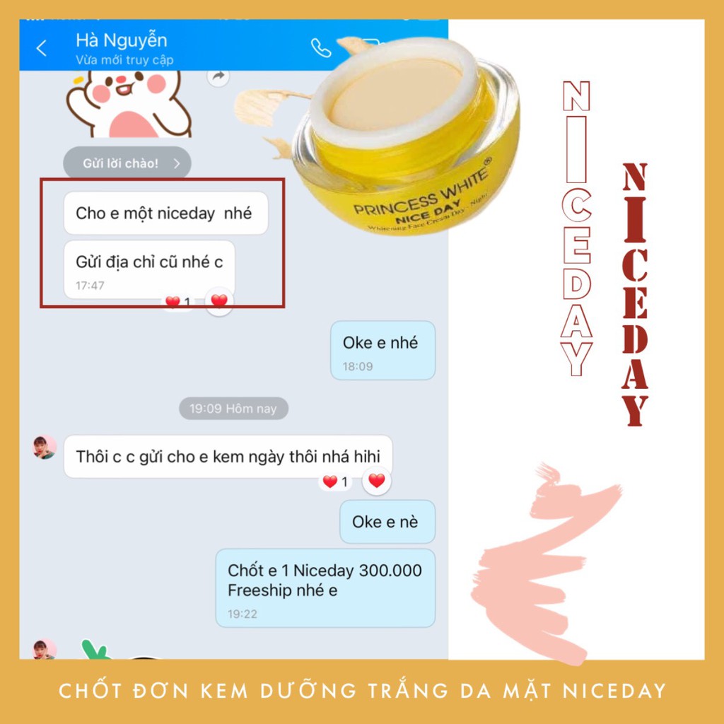 Kem Dưỡng Da mặt  niceday PRINCESS WHITE, kem giúp dưỡng trắng da, cấp ẩm, chống nắng. Da trắng sáng sau 10 ngày sử dụng