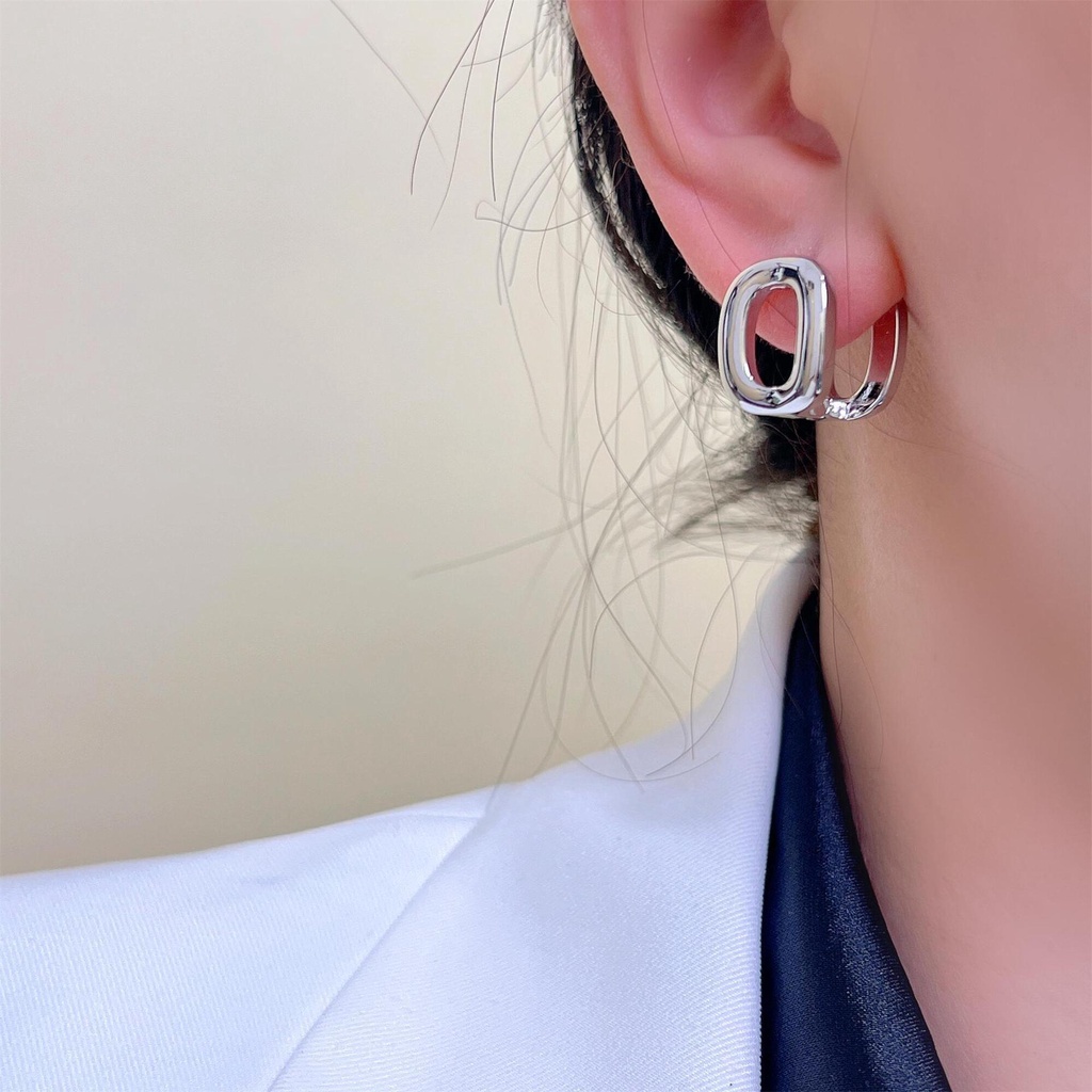 VANES1 Đôi Bông Tai Hình Oval Màu Trơn Phong Cách Hàn Quốc Thời Trang Cho Nữ