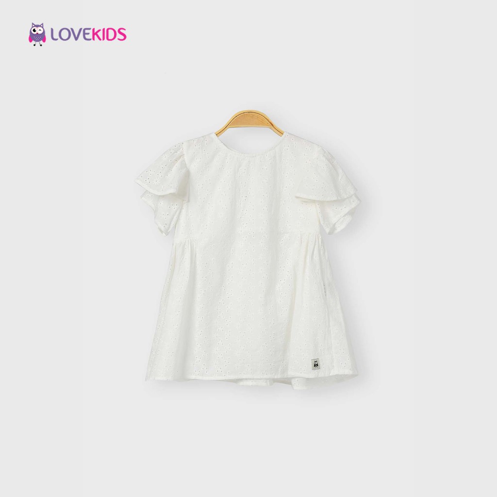 Áo cộc tay thêu hoa bé gái (trắng) LKG21ST00201 - Lovekids