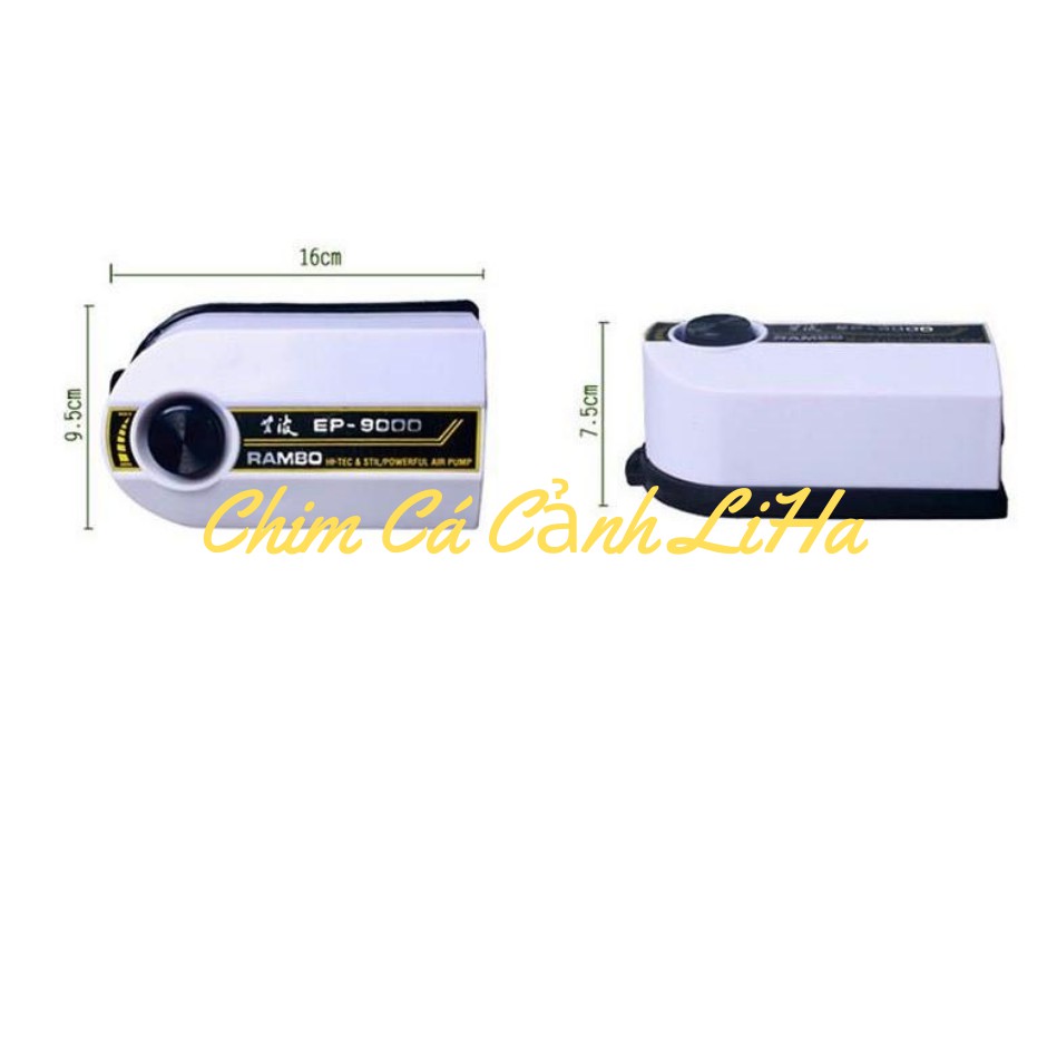 Máy Sủi Oxy 2 Vòi Rambo EP-9000 (5.6W-2x4.5Lít/Phút) - Sủi Oxi Siêu Êm