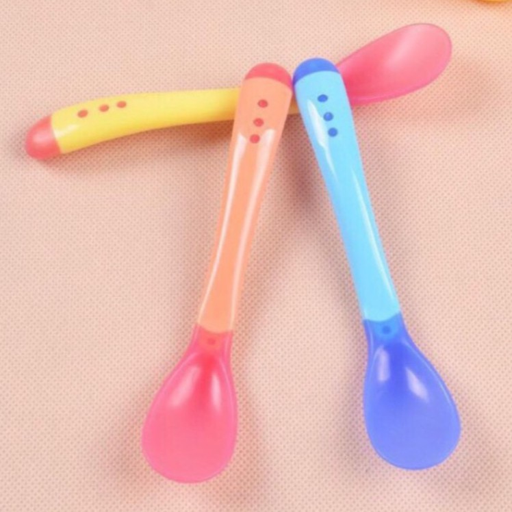 COMBO SỈ 10 Thìa Silicon Báo Nóng Cho Bé Ăn Dặm Giúp Bé Ăn Ngoan, Ngon Miệng Và An Toàn