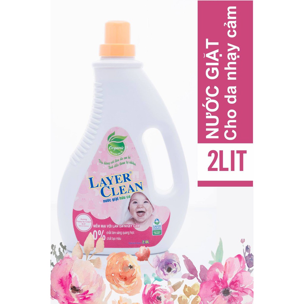 Nước giặt hữu cơ Layerclean hương nước hoa 2L cho da nhạy cảm