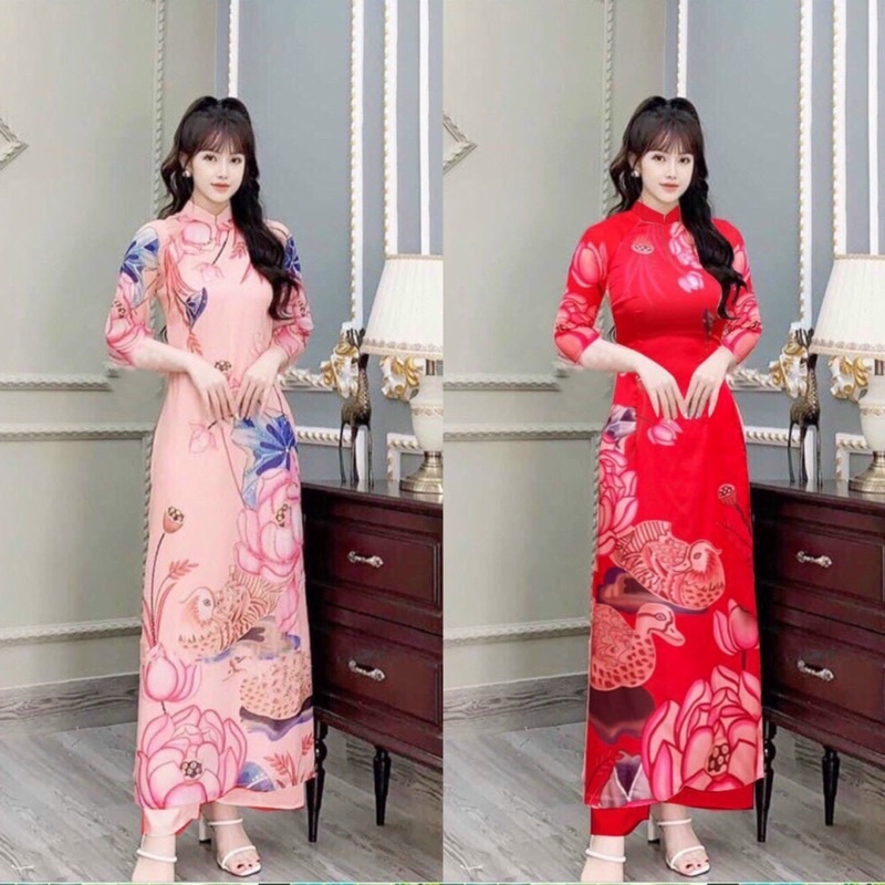 ÁO DÀI HOA SEN FULLSIZE S/M/L/XL/XXL