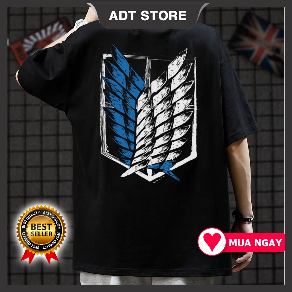 Top 4 Áo thun in hình attack on titan AOT Eren Yeager Anime màu đen độc đẹp giá siêu rẻ cực HOT