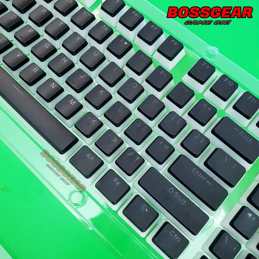 Bộ Keycap Pudding PBT Trắng / Đen 104 phím ( PBT,  Xuyên LED, Double Shot )