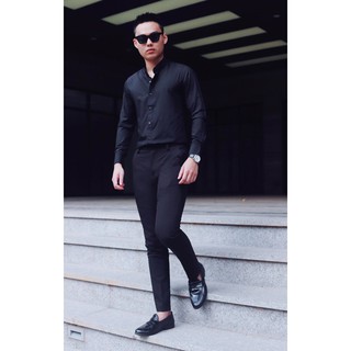 Sơ mi cổ tàu đen hàng cao cấp !