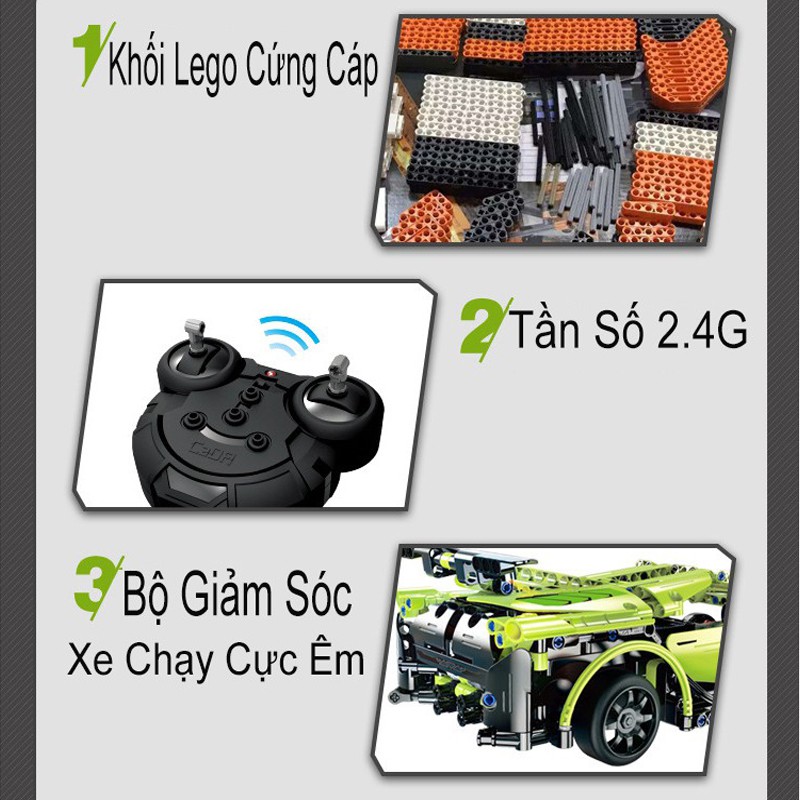 [Hàng Chính Hãng] Bộ Đồ Chơi Xếp Hình CaDA C51007 Lắp Ráp LEGO Mô Hình Siêu Xe Điều Khiển Từ Xa 453 Mảnh Ghép