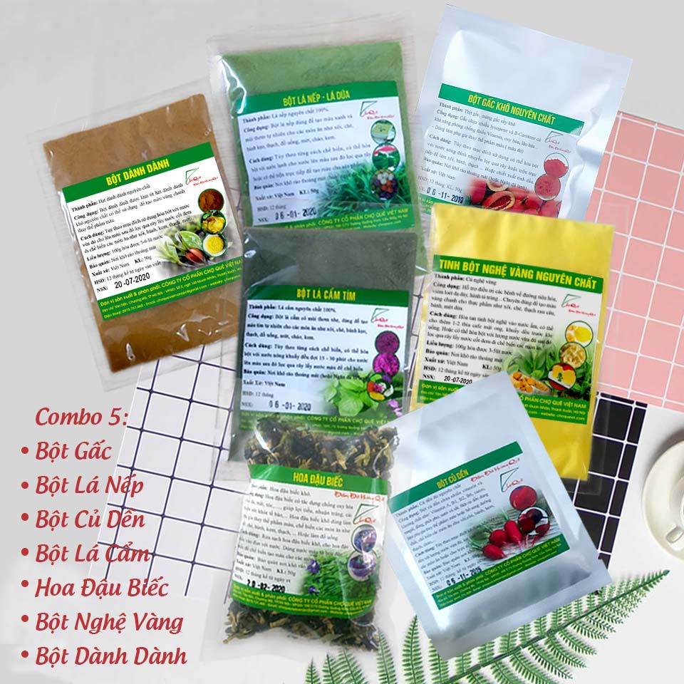 Combo 7 Gói Tạo Màu Rau Củ Quả 50g Chợ Quê