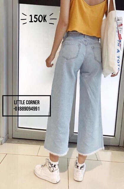 Quần culottes jeans baggy ống rộng ảnh thật