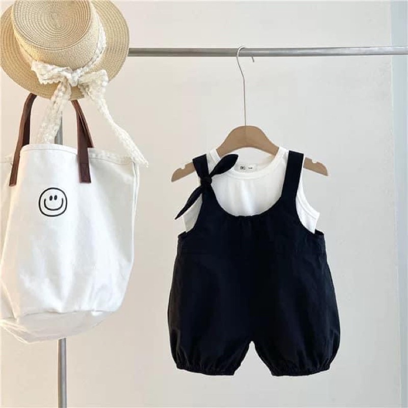 Set áo, quần yếm đen cho bé_