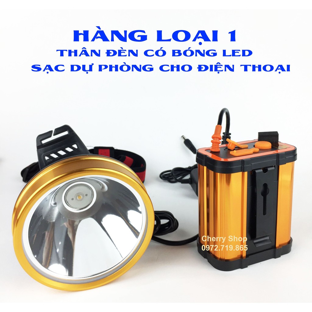 (HÀNG ĐẸP) Đèn pin đội đầu siêu sáng led 9806 200W ắc quy acquy 16000 Mah kiêm pin sạc dự phòng ánh sáng trắng hoặc vàng