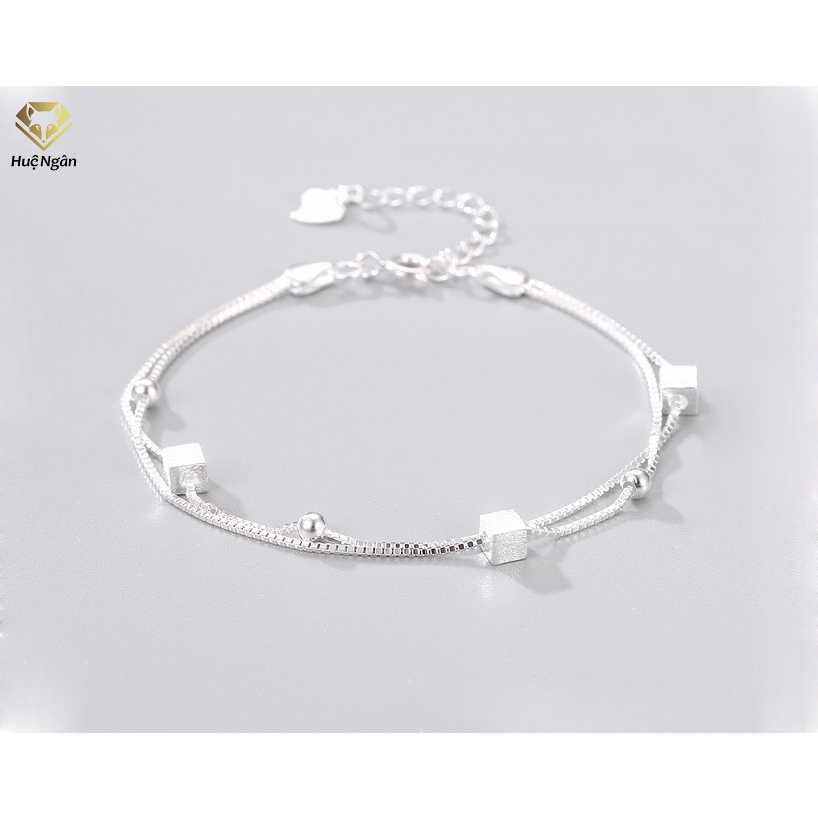 [Mã LT50 giảm 50k đơn 250k] Lắc tay bạc Ý 925 Huệ Ngân - Hình lập phương cá tính RYB140122