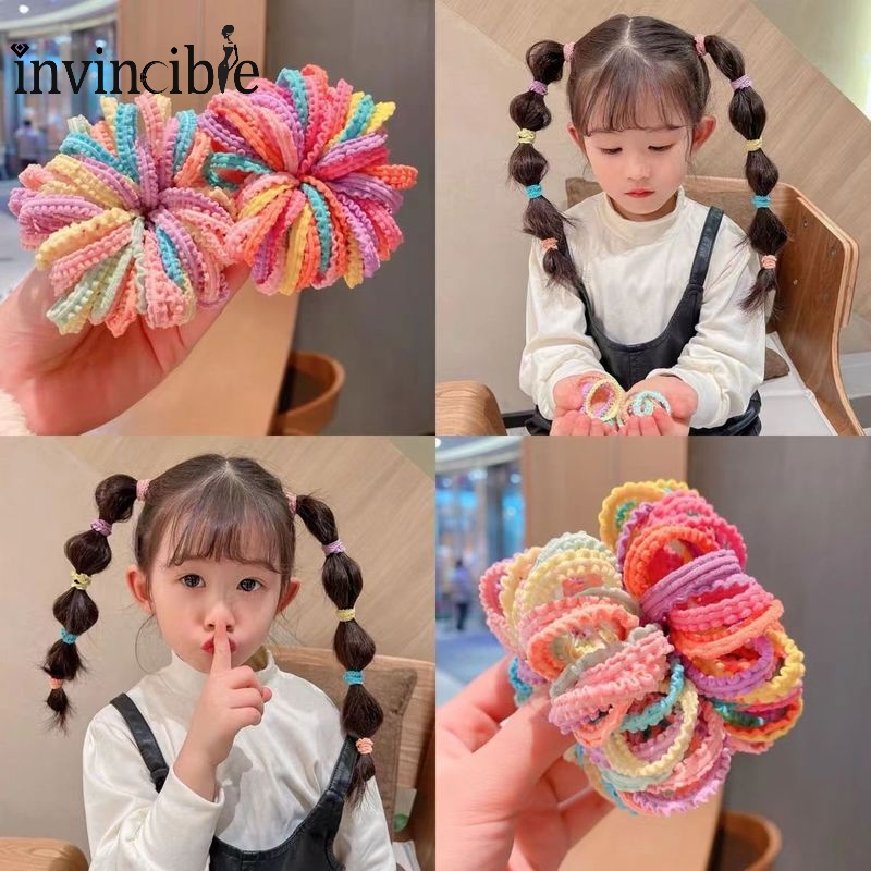 Set 5 Dây Buộc Tóc Cao Su Co Giãn Màu Trơn Đơn Giản Thời Trang Hàn Quốc