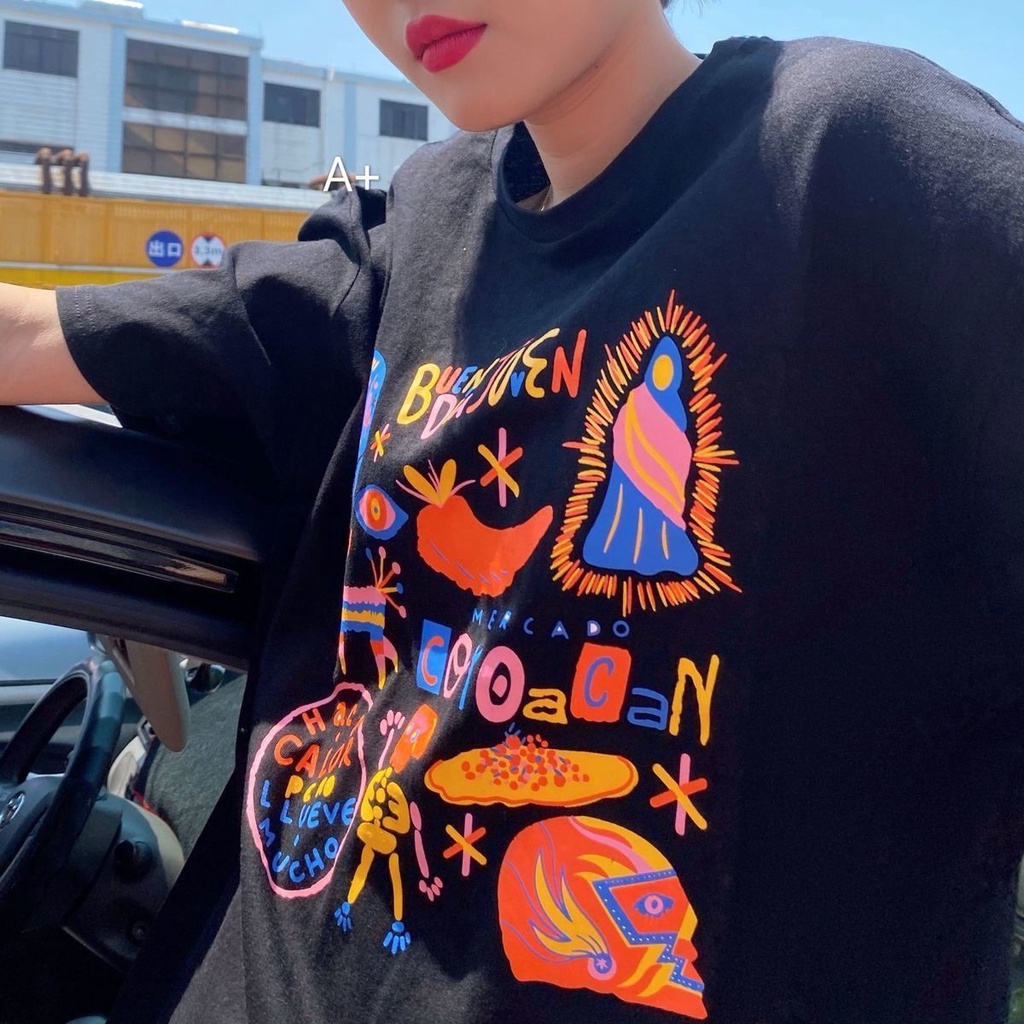 Áo thun nữ tay ngắn dáng rộng phong cách Hàn Quốc