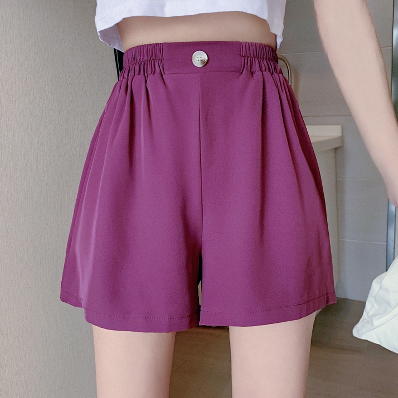 SUXI Quần Đùi Ống Rộng Lưng Cao Phong Cách Hàn Quốc Cho Nữ