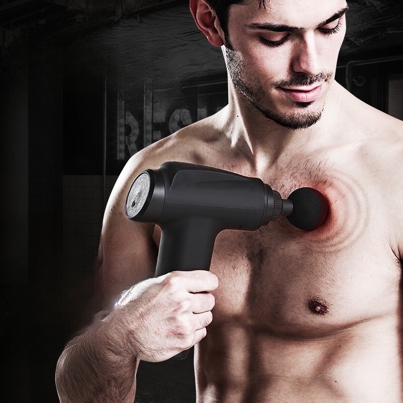 súng massage cầm tay FASCIAL GUN, 5 đầu 12 chế độ massage, nâng cơ, xoa bóp, đấm bóp