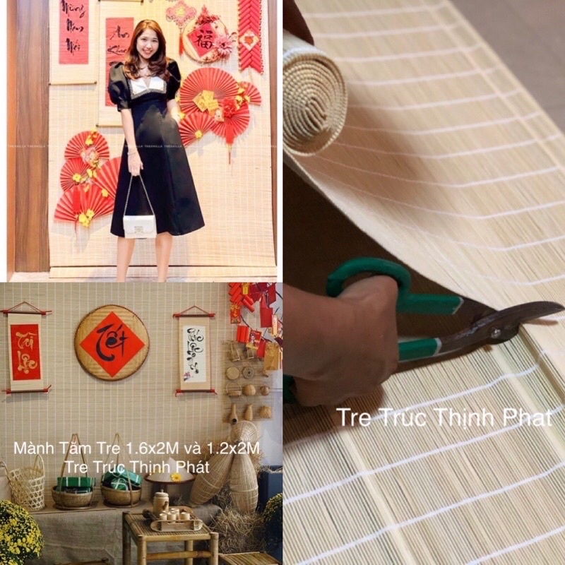 Mành tăm tre trang trí Decor Quán Cafe, Nhà Hàng. Mành tre KT 1.6mx2m. Mành tre trần, phông nền tre chụp hình.